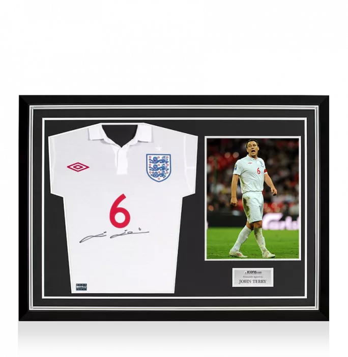 icons John Terry Front Signed England Home Shirt Home Shirt In Hero Frame: Option 1