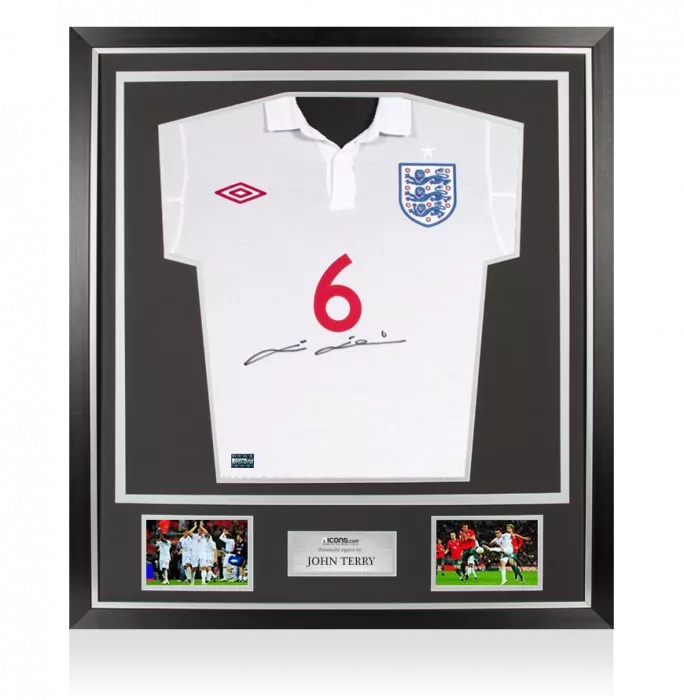 Icons John Terry Front Signed England Home Shirt In Classic Frame