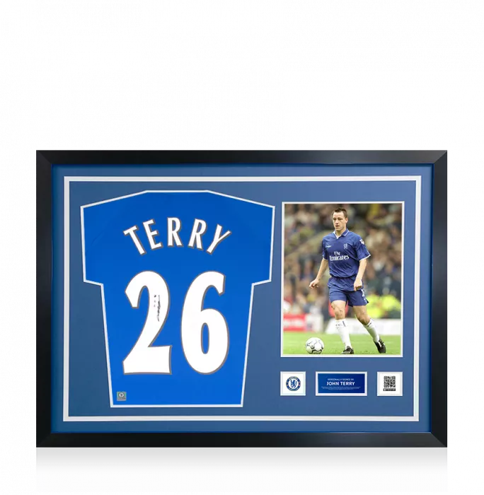 icons John Terry Official Chelsea FC Signed and Framed 1999-01 Home Shirt