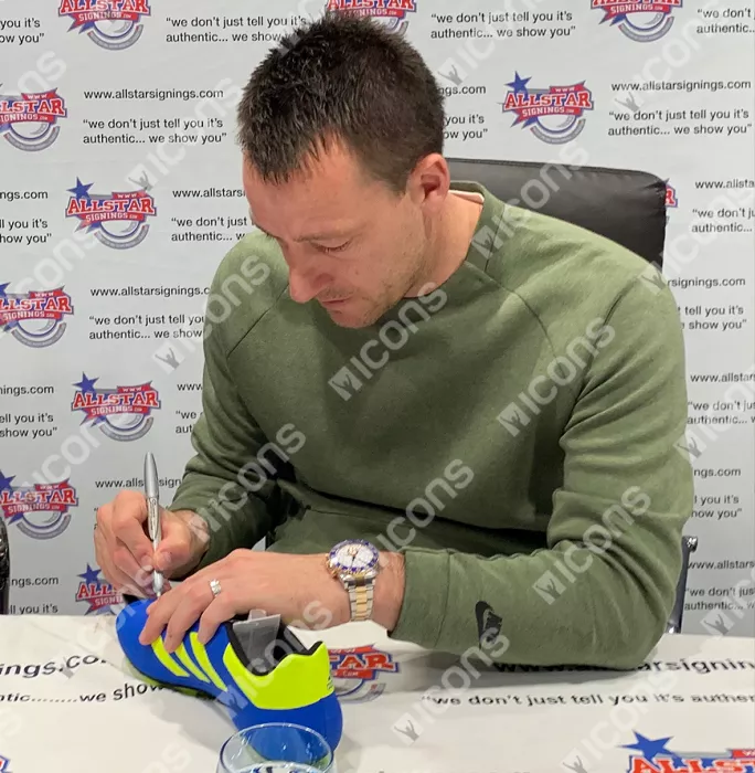Icons John Terry Signed Blue And Yellow Adidas Boot In Acrylic Case