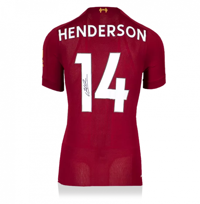 Icons Jordan Henderson Back Signed Liverpool 2019-20 Home Shirt With Fan Style Numbers