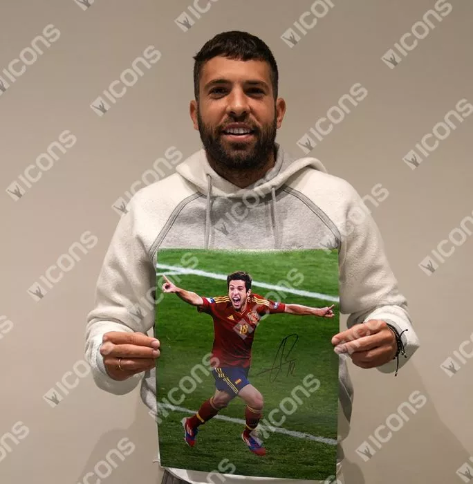Icons Jordi Alba FC Barcelona & Jordi Alba Spain Signed Photos In Dual Photo Frame