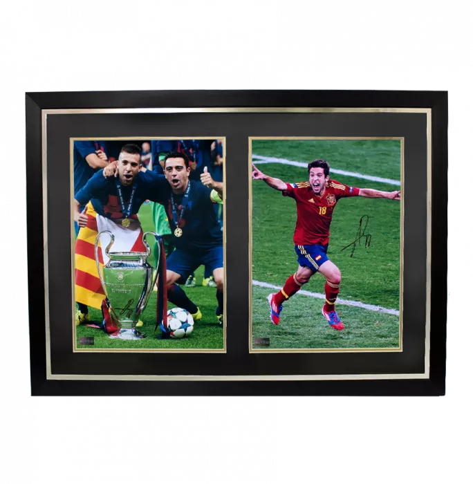 icons Jordi Alba FC Barcelona & Jordi Alba Spain Signed Photos In Dual Photo Frame