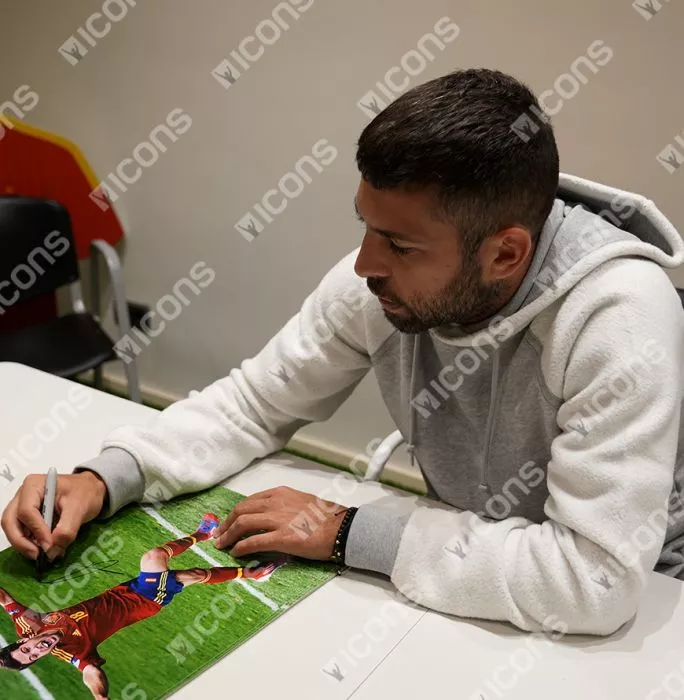 Icons Jordi Alba Signed Spain Photo In Black Wooden Frame: UEFA EURO 2012 Final Goal