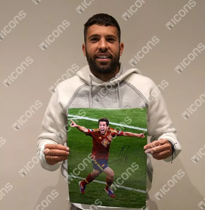 Icons Jordi Alba Signed Spain Photo In Premium Photo Frame: UEFA EURO 2012 Final Goal