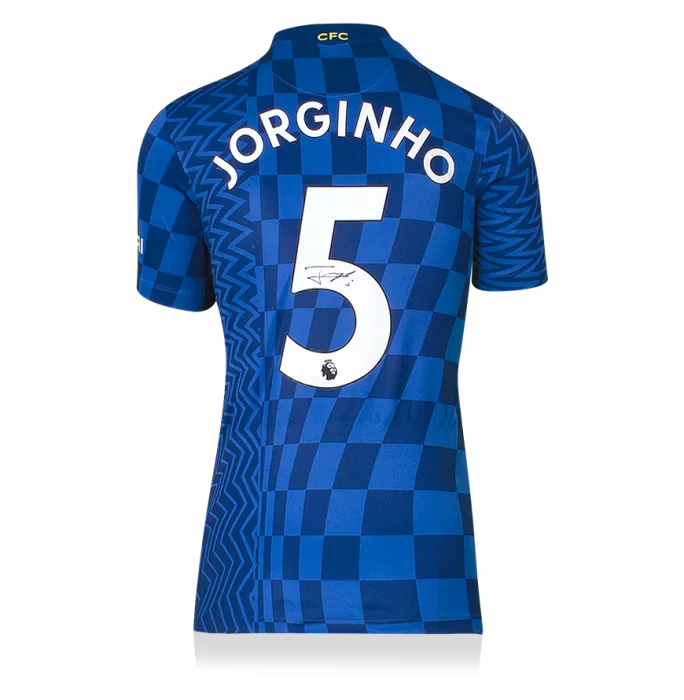 Icons Jorginho Official Chelsea FC Signed And Framed 2021-22 Home Shirt