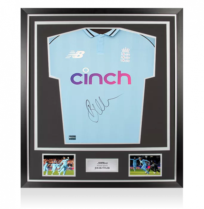 icons Jos Buttler Front Signed England One Day Cricket Shirt In Classic Frame