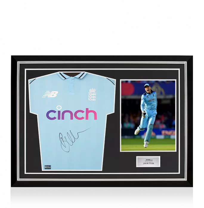 Icons Jos Buttler Front Signed England One Day Cricket Shirt In Hero Frame: Option 1