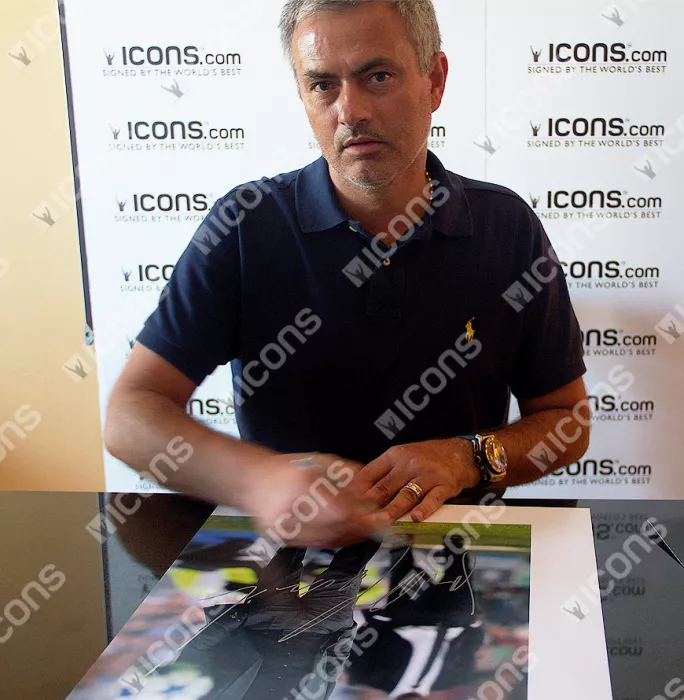 Icons Jose Mourinho Signed Photo In Black Wooden Frame: European Champion