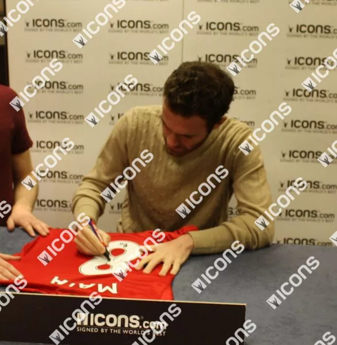 Icons Juan Mata Back Signed And Framed Manchester United 2013-14 Home Shirt