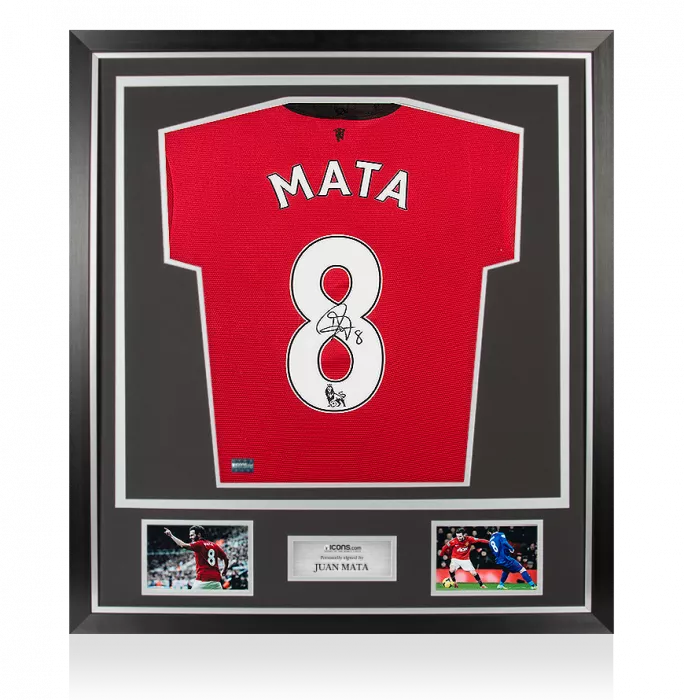 icons Juan Mata Back Signed Manchester United 2013-14 Home Shirt In Classic Frame