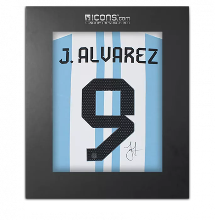 icons Julian Alvarez Back Signed Argentina 2022 Home Shirt In Deluxe Packaging