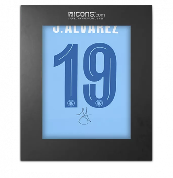 icons Julian Alvarez Back Signed Manchester City 2023-24 Home Shirt In Deluxe Packaging