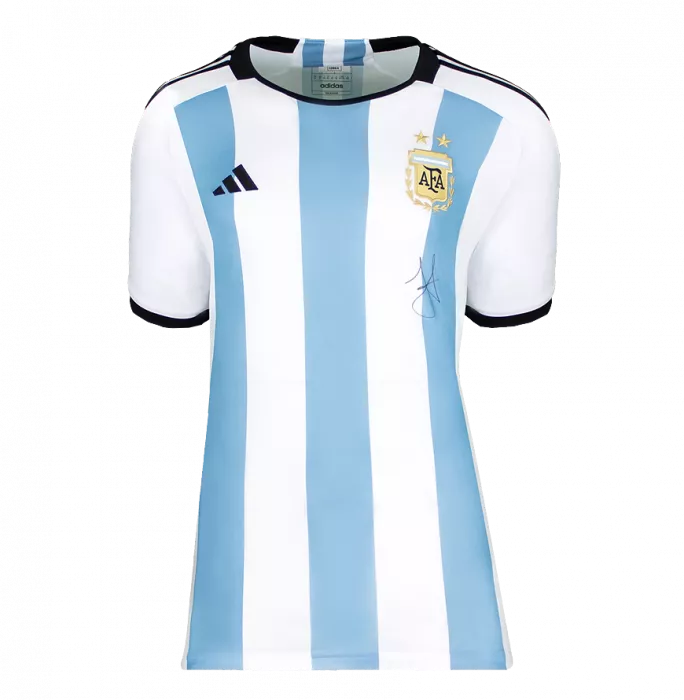 Icons Julian Alvarez Front Signed Argentina 2022 Home Shirt In Hero Frame: Option 1