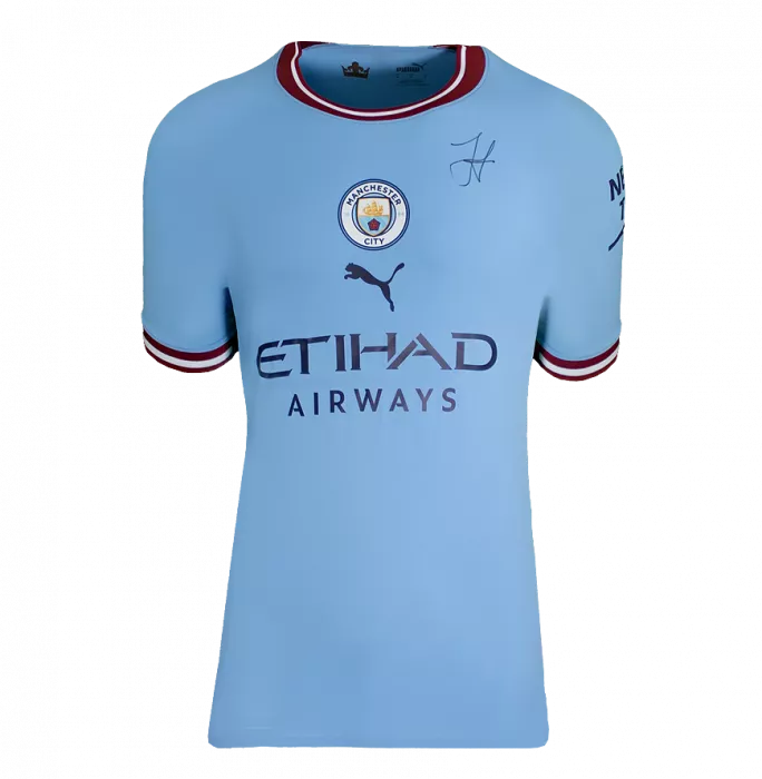 icons Julian Alvarez Front Signed Manchester City 2022-23 Home Shirt