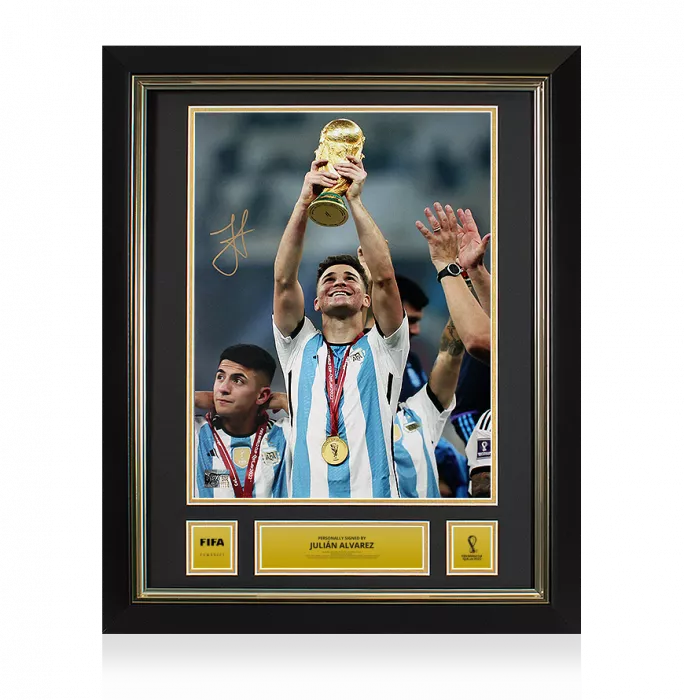 icons Julian Alvarez Official 2022 FIFA World Cup™ Signed and Framed Argentina Photo: 2022 Winner