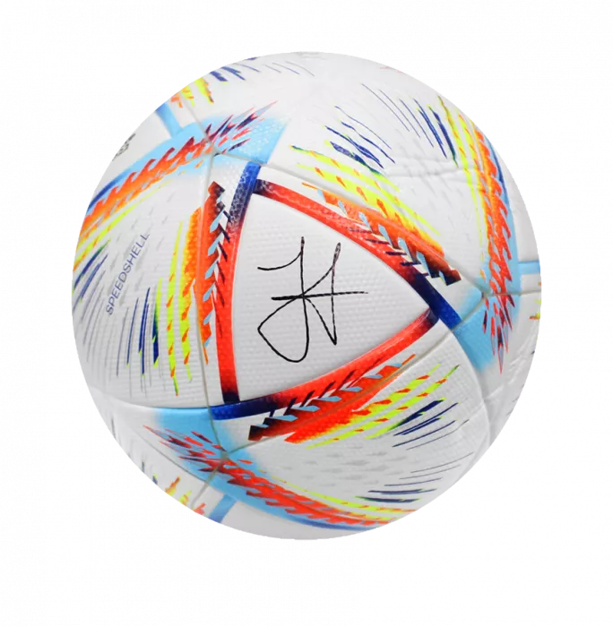 Icons Julian Alvarez Signed 2022 FIFA World Cup Football In Acrylic Case