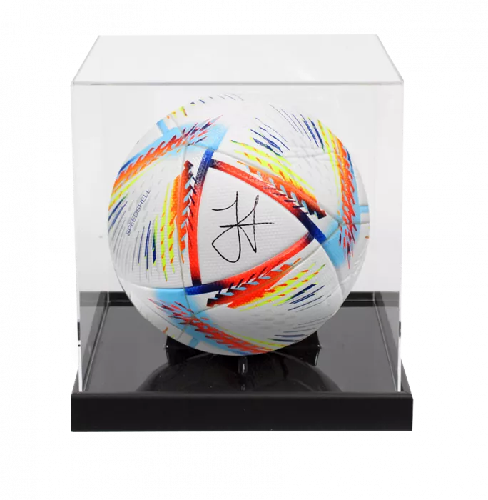 icons Julian Alvarez Signed 2022 FIFA World Cup Football In Acrylic Case