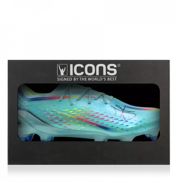 icons Julian Alvarez Signed Adidas X Speedportal .1 Boot In Deluxe Packaging