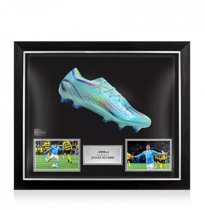 icons Julian Alvarez Signed Adidas X Speedportal .1 Boot In Bubble Frame: Option 1