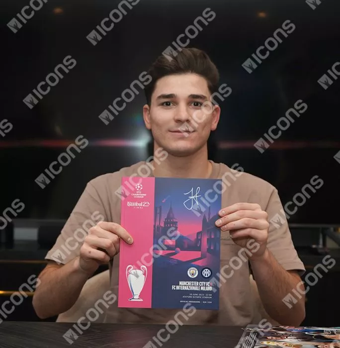 Icons Julian Alvarez Signed And Framed Programme: 2023 UEFA Champions League Final