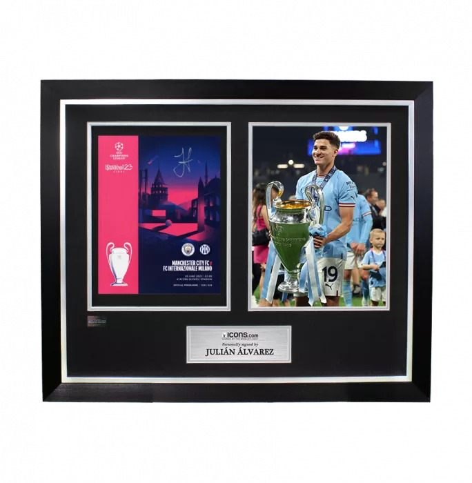 icons Julian Alvarez Signed and Framed Programme: 2023 UEFA Champions League Final