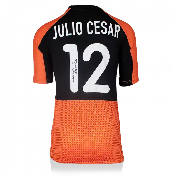 icons Julio Cesar Back Signed Brazil 2000-02 Away Goalkeeper Shirt With Short Sleeves