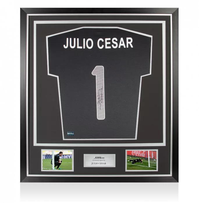 icons Julio Cesar Back Signed Brazil London 2012 Olympic Games Goalkeeper Shirt In Classic Frame