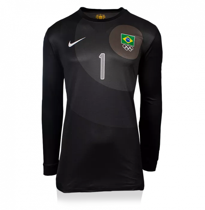 Icons Julio Cesar Back Signed Brazil London 2012 Olympic Games Goalkeeper Shirt