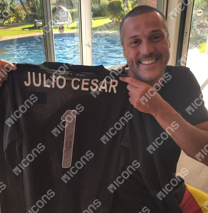 Icons Julio Cesar Back Signed Brazil London 2012 Olympic Games Goalkeeper Shirt