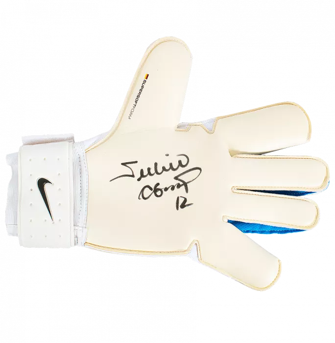 Icons Julio Cesar Signed Blue Nike Vapor 3 Grip Goalkeeper Glove