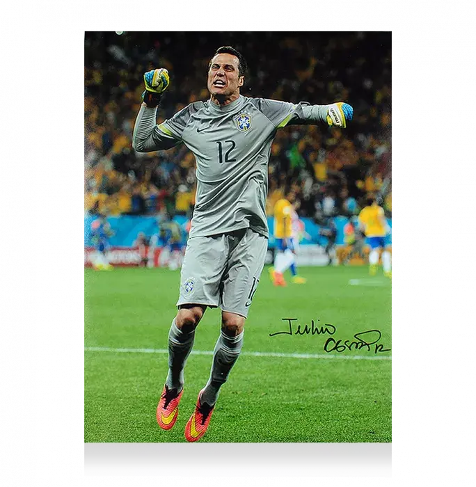 Icons Julio Cesar Signed Brazil Photo: 2014 FIFA World Cup Victory Vs Croatia