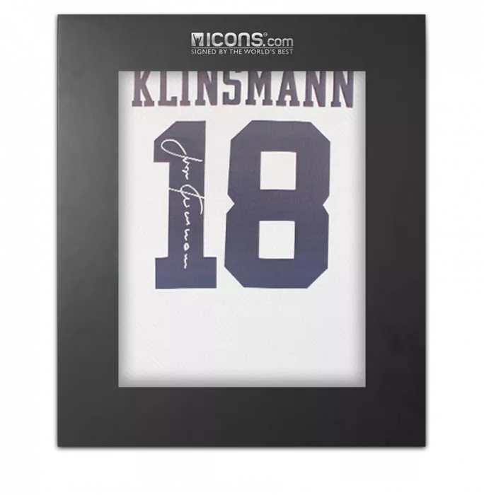 icons Jurgen Klinsmann Back Signed Tottenham Hotspur Retro Home Shirt In Deluxe Packaging
