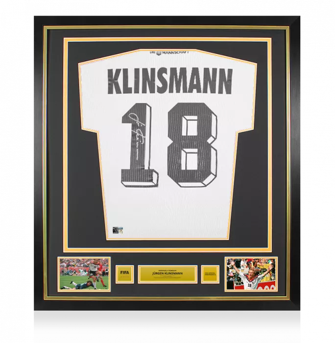 icons Jurgen Klinsmann Official FIFA World Cup™ Back Signed and Framed Modern Germany Home Shirt