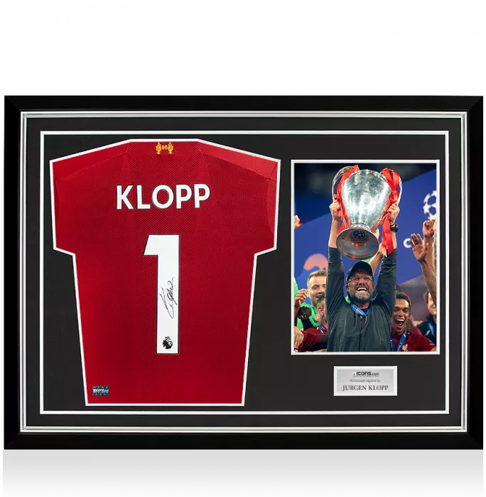 icons Jurgen Klopp Back Signed Liverpool 2019-20 Home Shirt In Hero Frame: Option 1
