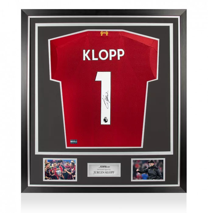 icons Jurgen Klopp Back Signed Liverpool 2019-20 Home Shirt In Classic Frame
