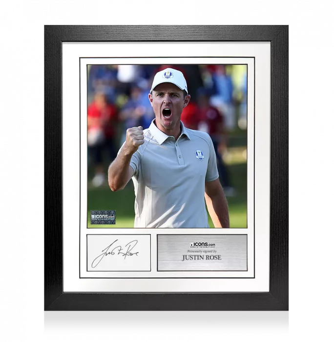 icons Justin Rose Signed Card and Photo Frame – Option 1