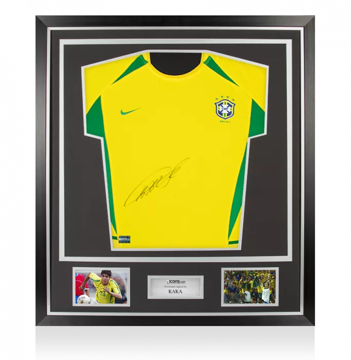 Icons Kaka Front Signed Brazil 2002 Home Shirt In Classic Frame