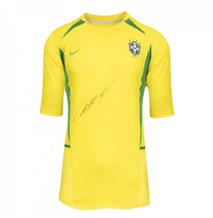 Icons Kaka Front Signed Brazil 2002 Home Shirt In Hero Frame: Option 1
