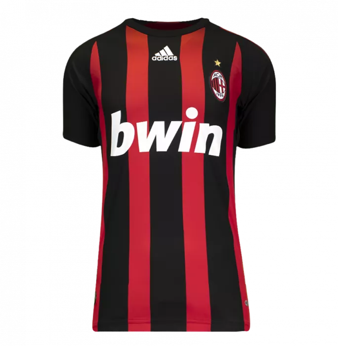 Icons Kaka Official AC Milan Back Signed And Framed 2008-09 Home Shirt With Fan Style Numbers