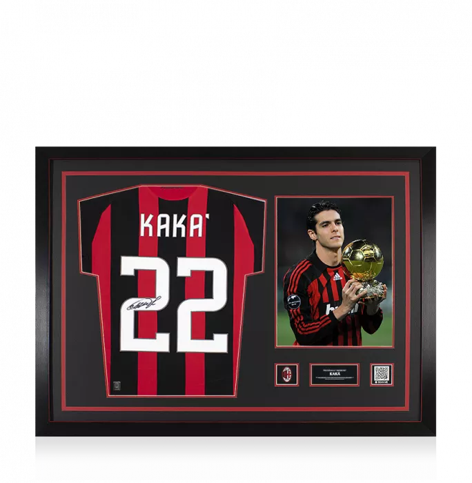 icons Kaka Official AC Milan Back Signed and Framed 2008-09 Home Shirt With Fan Style Numbers