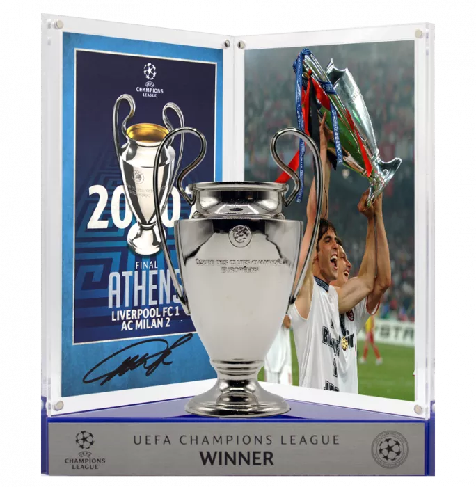 Icons Kaka Official UEFA Champions League Signed 3D Mini Replica Trophy On Stand: 2007 Winner