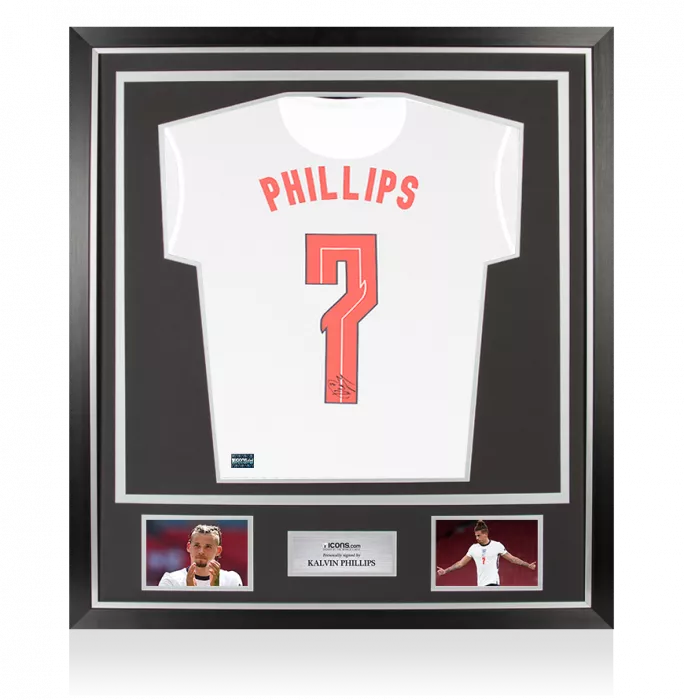 icons Kalvin Phillips Back Signed England 2020-21 Home Shirt In Classic Frame
