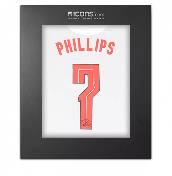 icons Kalvin Phillips Back Signed England 2020-21 Home Shirt In Deluxe Packaging