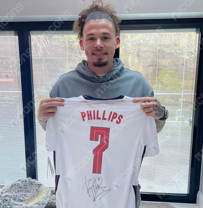 Icons Kalvin Phillips Official FIFA World Cup™ Back Signed And Hero Framed England 2020-21 Home Shirt