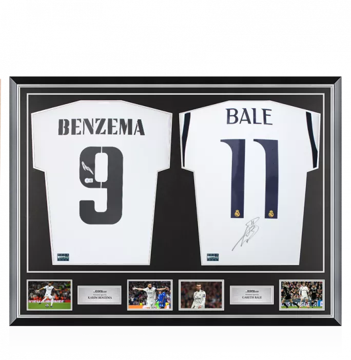 icons Karim Benzema & Gareth Bale Signed Real Madrid Shirts In Classic Dual Frame