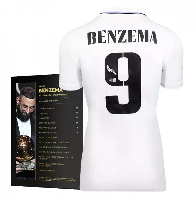 Icons Karim Benzema Official Ballon D'Or™ Back Signed Real Madrid CF 2022-23 Home Shirt: 2022 Winner's Pack