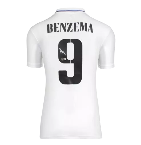 Icons Karim Benzema Official UEFA Champions League Back Signed And Hero Framed Real Madrid 2022-23 Home Shirt