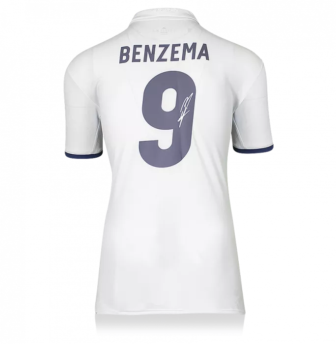 icons Karim Benzema Signed Real Madrid 2016-17 Home Shirt With Fan Style Number