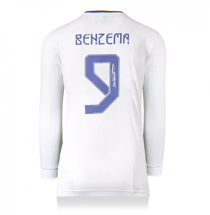 icons Karim Benzema Signed Real Madrid 2021-22 Home Shirt With Fan Style Number